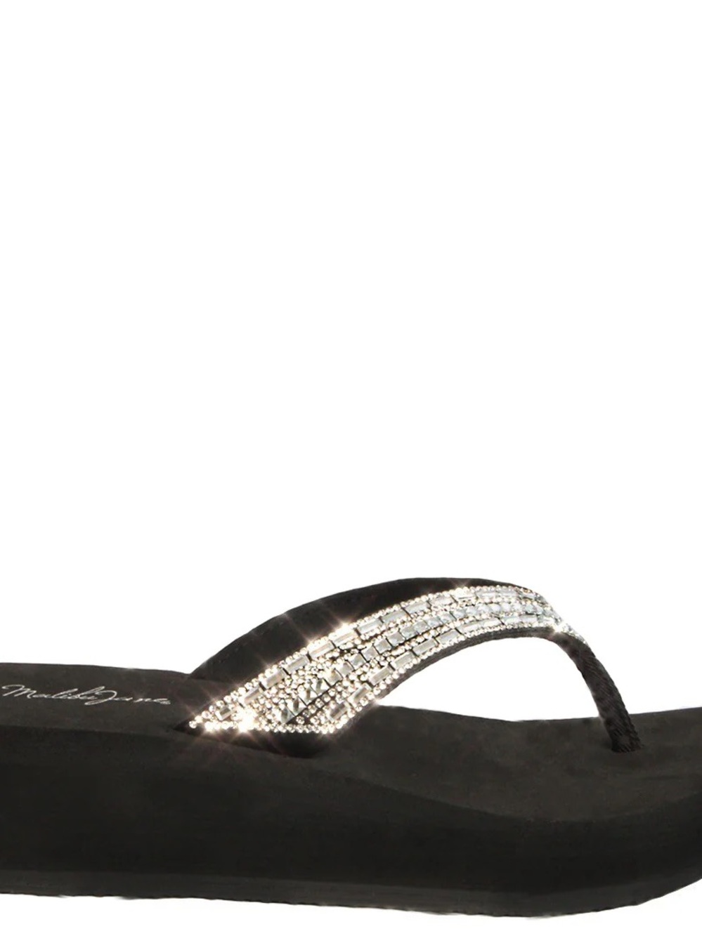 Malibu Jane Black Rhinestone Wedge Flip Flops - Women's - Picture 3 of 3